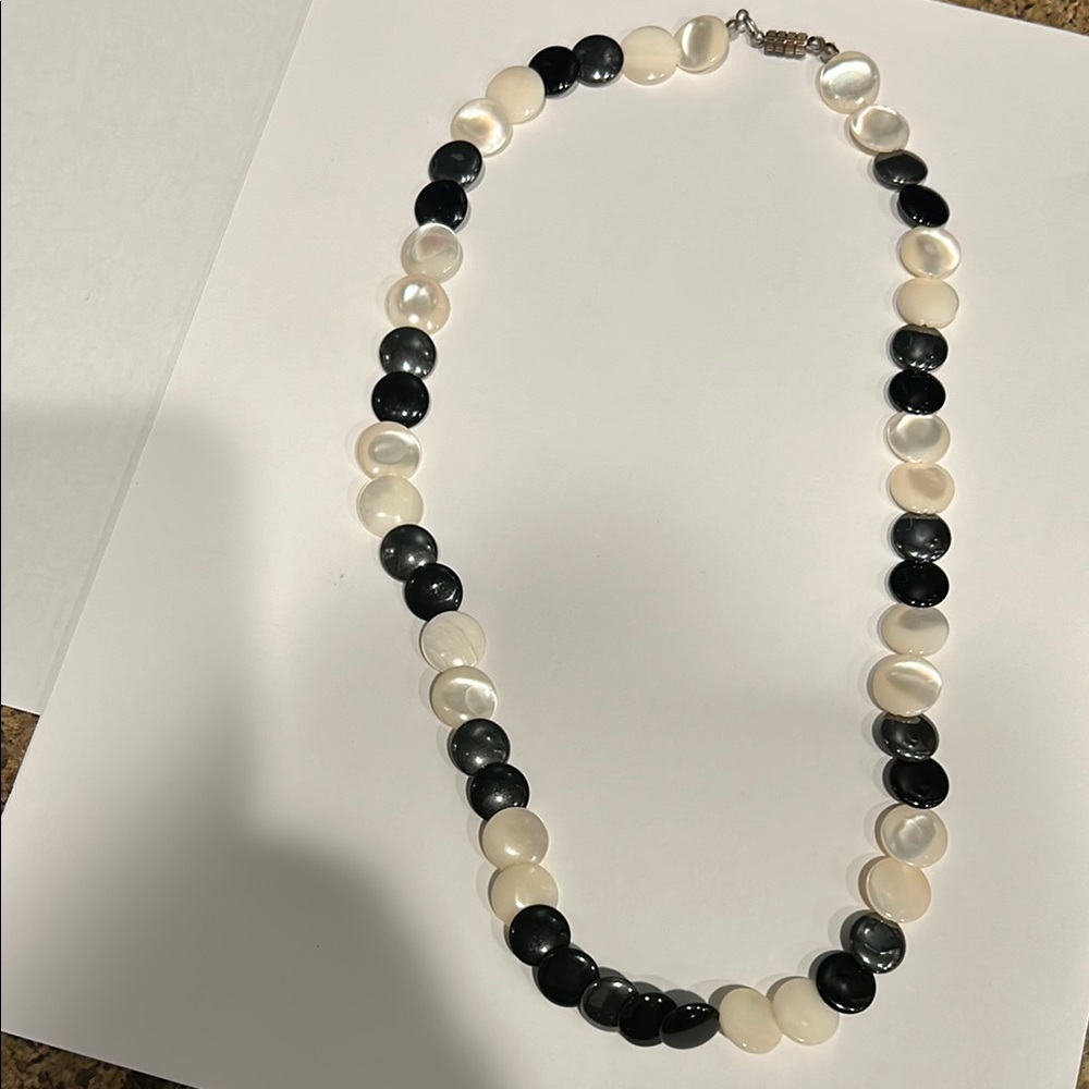 Elegant Quiet Luxury Black and White Beaded Necklace